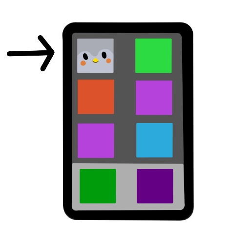 a drawing of a smart phone  with apps in various bright colors, and one icon of the Finch app with an arrow pointing to it.